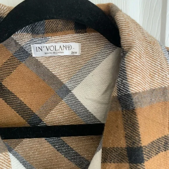 Plaid Button-Up Shirt, fall flannel, plus size - Picture 5 of 5